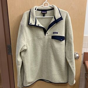 Patagonia Cream and Navy Snap-T Pullover
